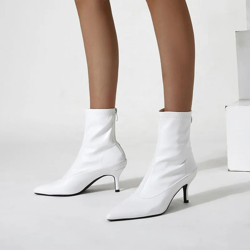 Chicvane Girls Pointed Toe Stiletto Heel Zipper Closure Ankle Boots