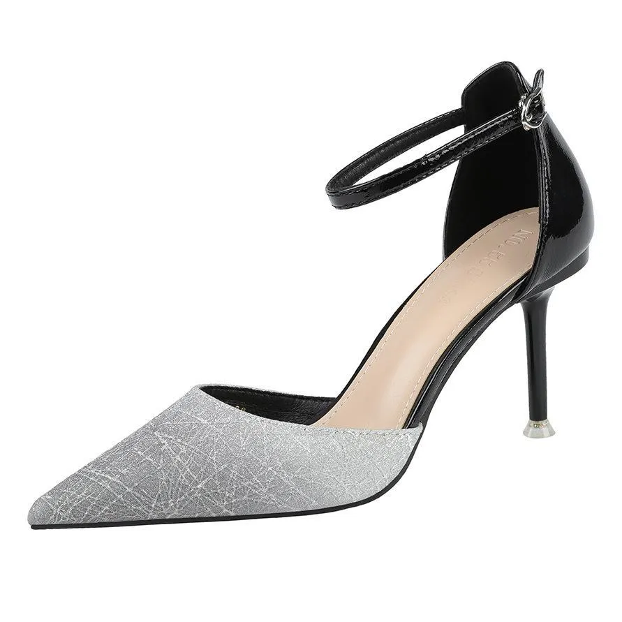 Chicvane Gradient Color Pointed Toe Stiletto Heel Bridal Shoes with Buckle