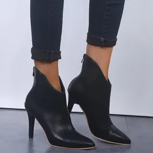 Chicvane New Zipper Closure Pointed Toe Stiletto Heel Ankle Boots
