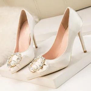 Chicvane Rhinestone Pointed Toe Stiletto Heel Bridal Shoes