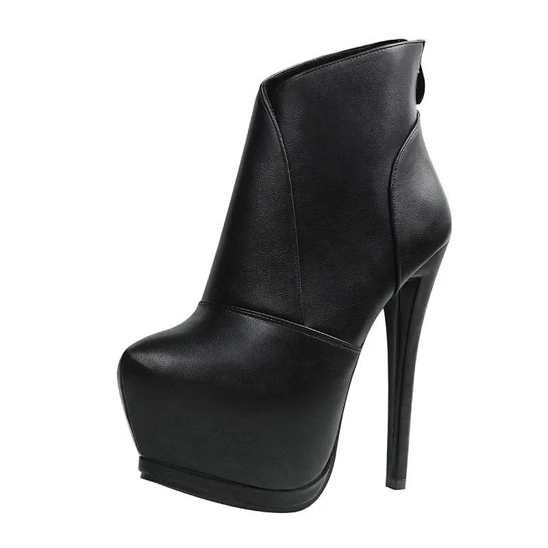 Chicvane Womens Fashion Waterproof Platform Stiletto Heel Boots with Zipper