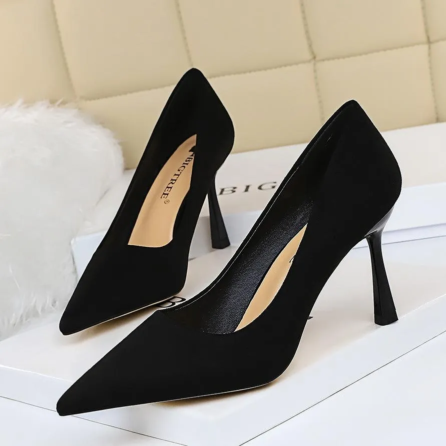 Chicvane Womens Suede Stiletto Heels Pointed Toe Bridal Pumps