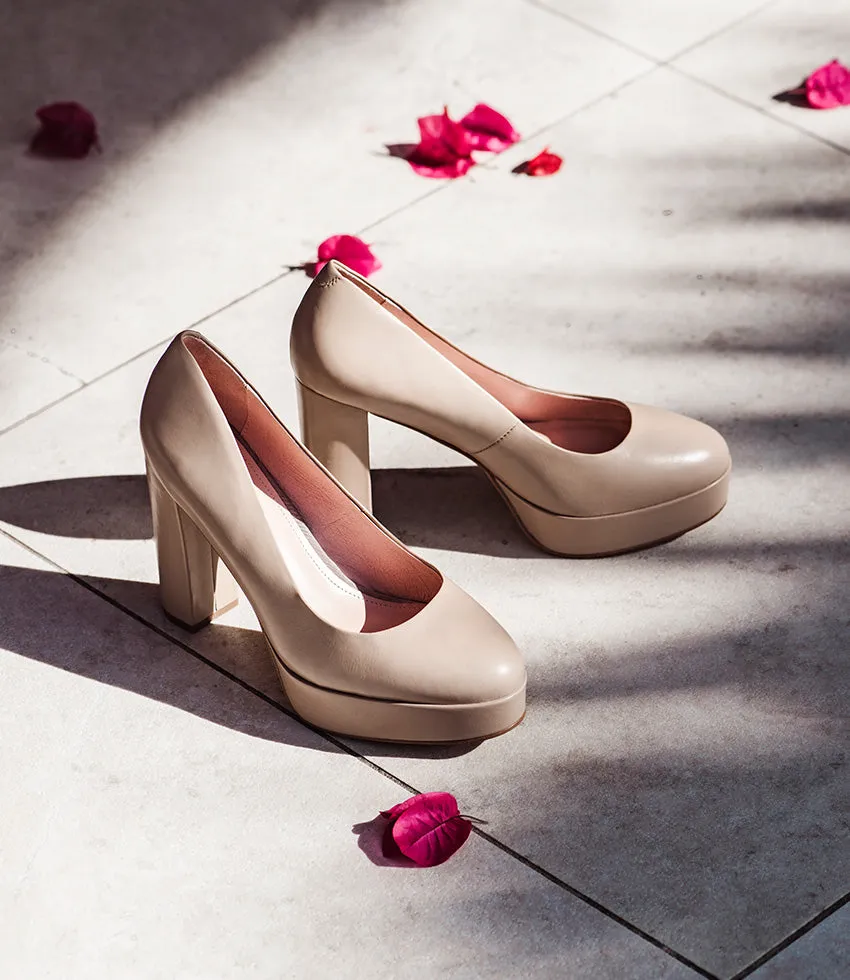 CHILLI110 Platform Pump in Nude Baby Calf