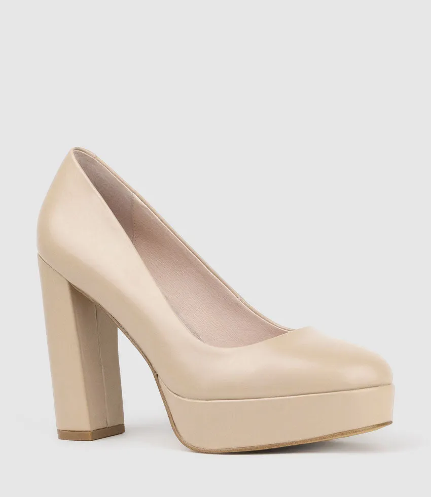 CHILLI110 Platform Pump in Nude Baby Calf