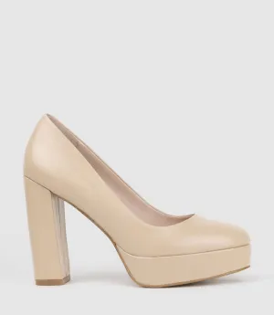CHILLI110 Platform Pump in Nude Baby Calf