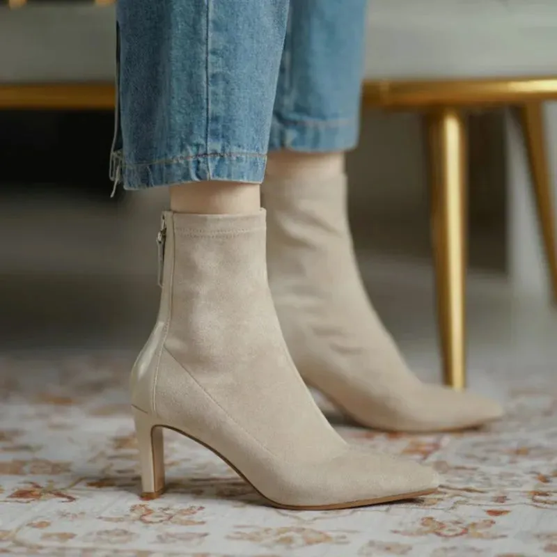 Chloe - Women's Pointed Toe Suede Stiletto Boots