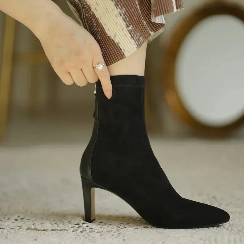 Chloe - Women's Pointed Toe Suede Stiletto Boots