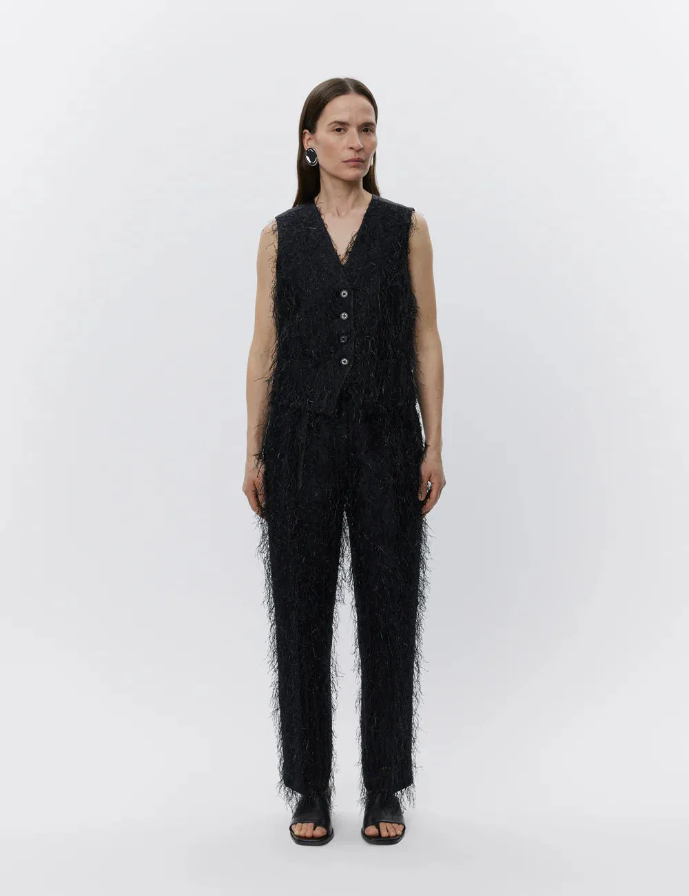 Christa Frayed Jacquard Waistcoat