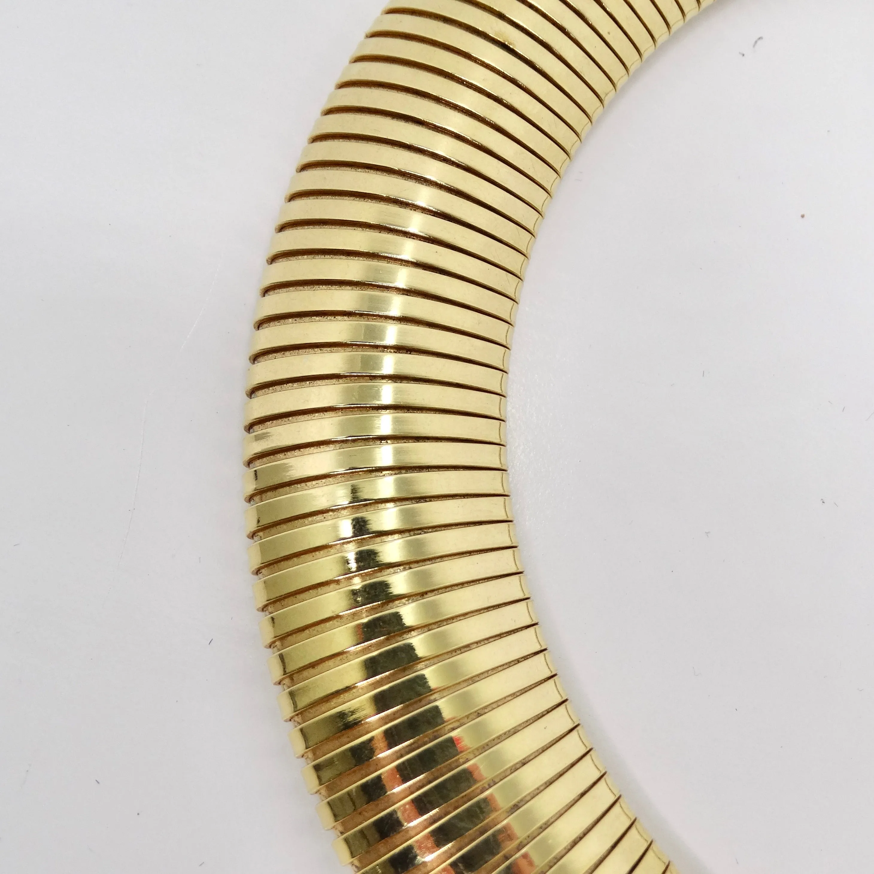 Christian Dior 1980s Gold Tone Omega Rhinestone Choker