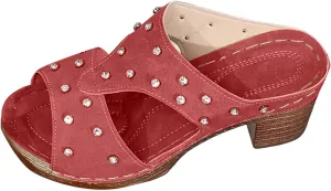 Chunky Heel Rhinestone Ladies Shoes Fashionable Casual Outdoor Beach Fish Mouth Flat Slippers for Women Sandals Fashion