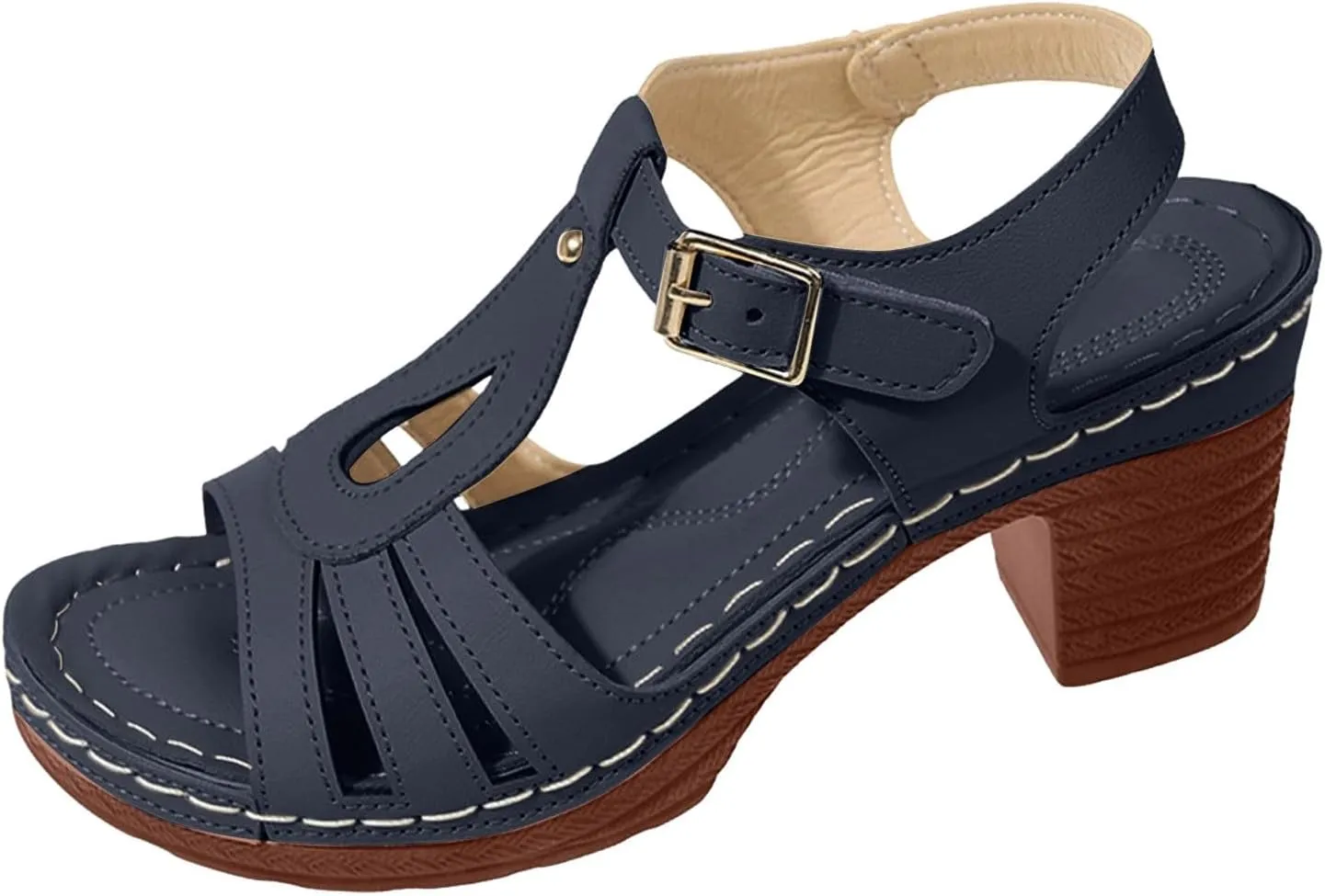 Chunky Heel Sandals for Women Ladies Wedge Block Sandal Dressy with Cross Ankle Strap Womens Low Heeled Casual Heels for Outdoor Open Toe Slingback Platform Heels