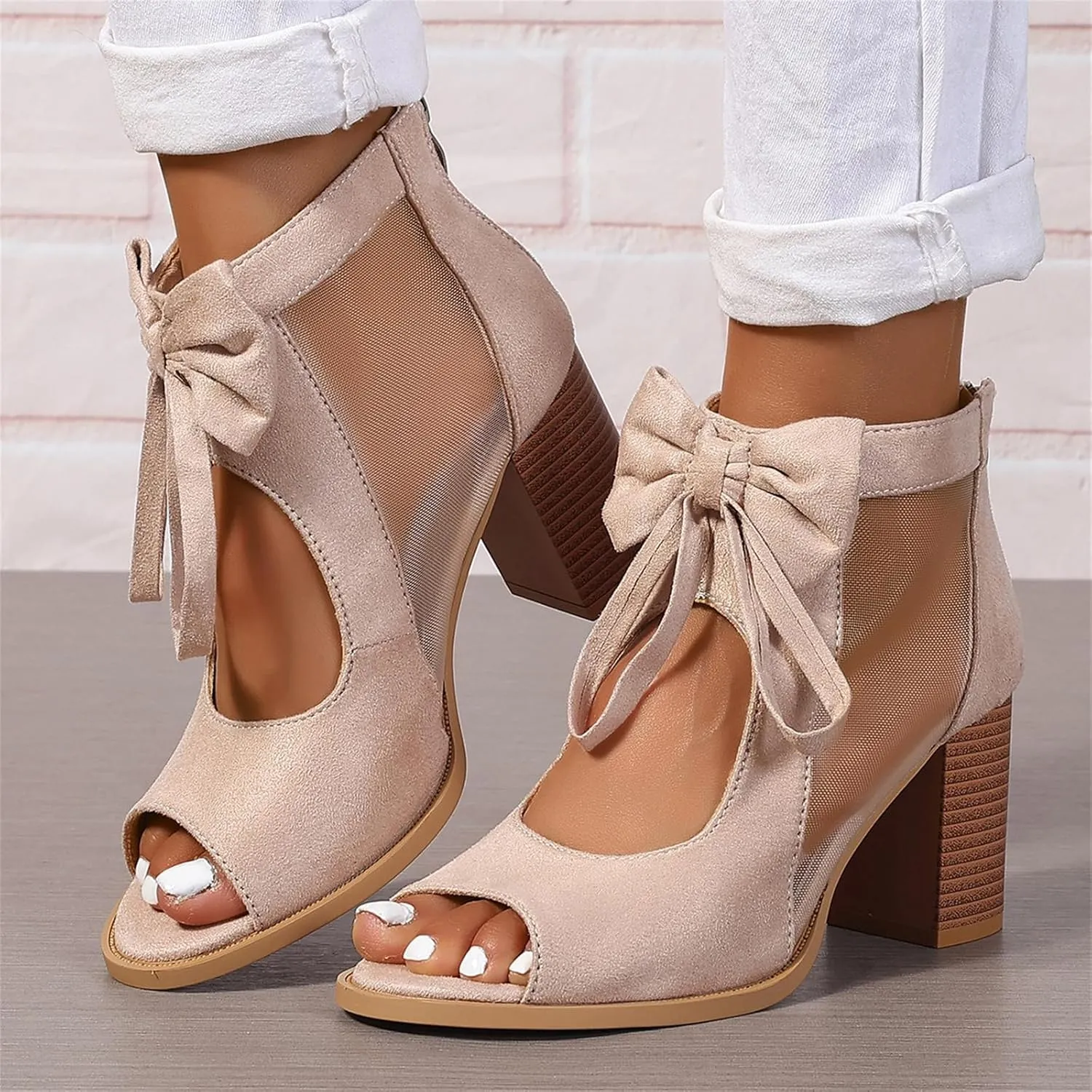 Chunky Heels For Women Dressy Open Toe Heeled Sandals Slip On Comfortable Ankle Strap Party Dress Wedding Pumps Shoes