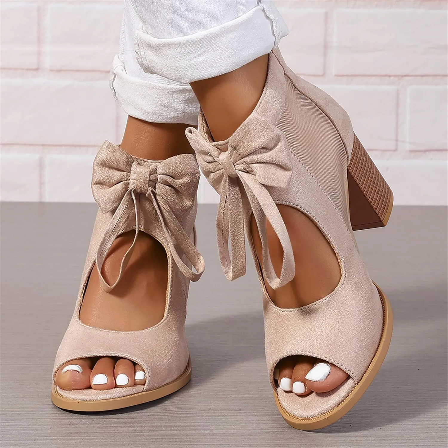 Chunky Heels For Women Dressy Open Toe Heeled Sandals Slip On Comfortable Ankle Strap Party Dress Wedding Pumps Shoes