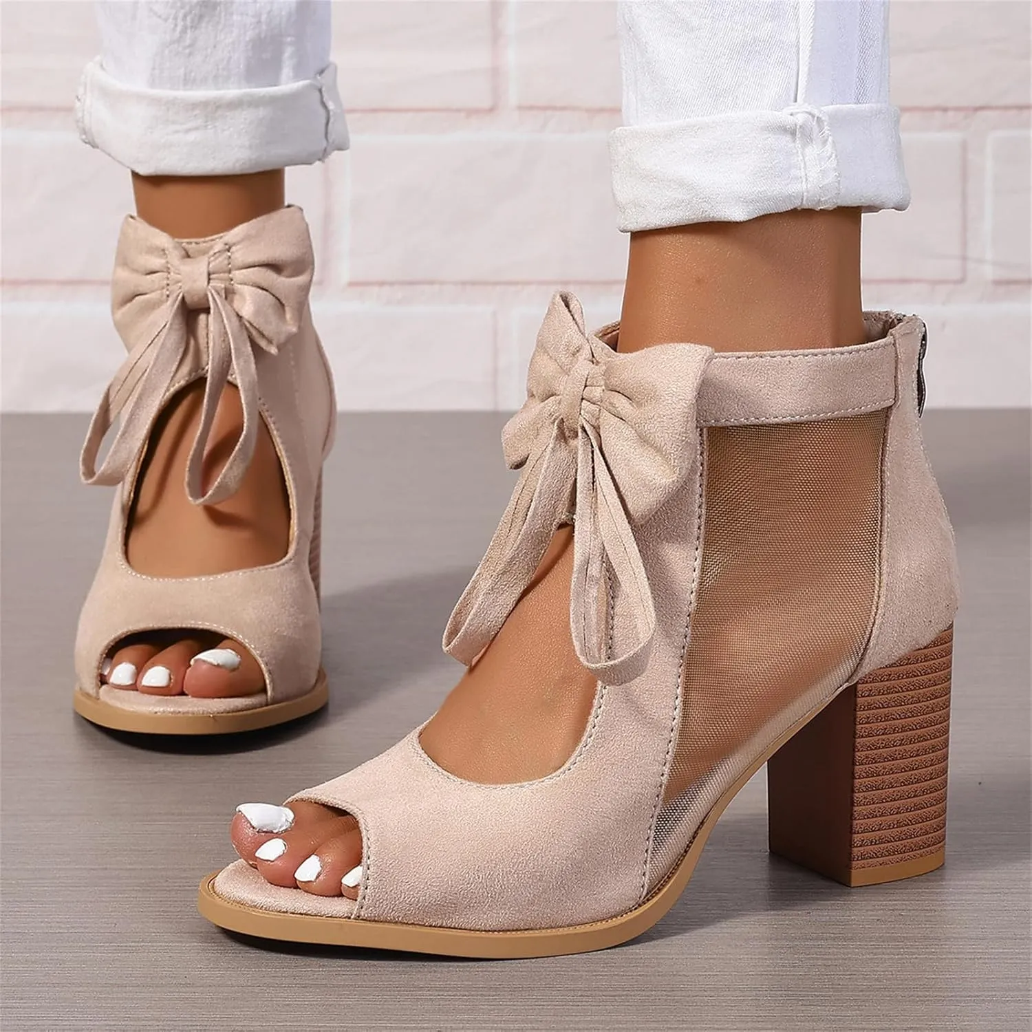 Chunky Heels For Women Dressy Open Toe Heeled Sandals Slip On Comfortable Ankle Strap Party Dress Wedding Pumps Shoes