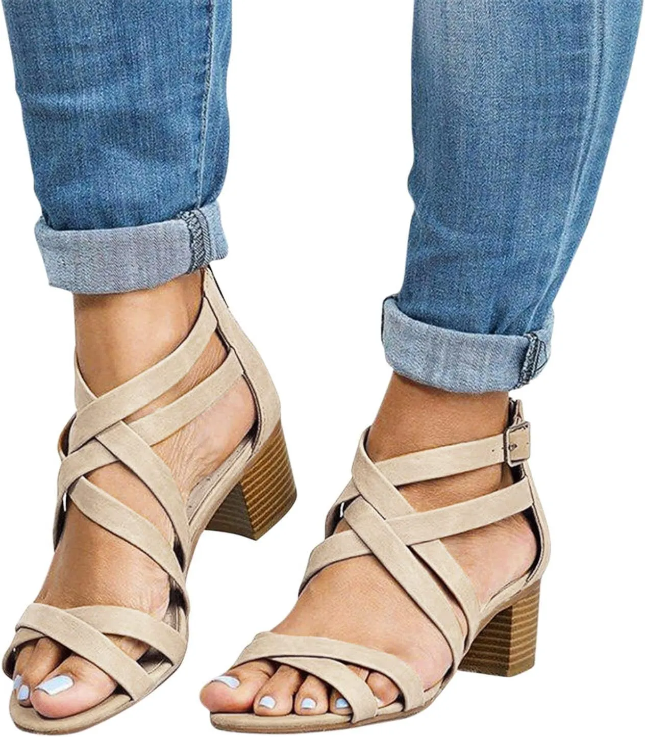 Chunky Heels for Women Sandal Heels for Women Buckle Chunk High Heel Sandals for Prom Party Daily Wear Open Toe Sandal