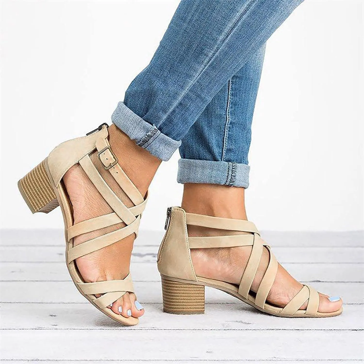 Chunky Heels for Women Sandal Heels for Women Buckle Chunk High Heel Sandals for Prom Party Daily Wear Open Toe Sandal