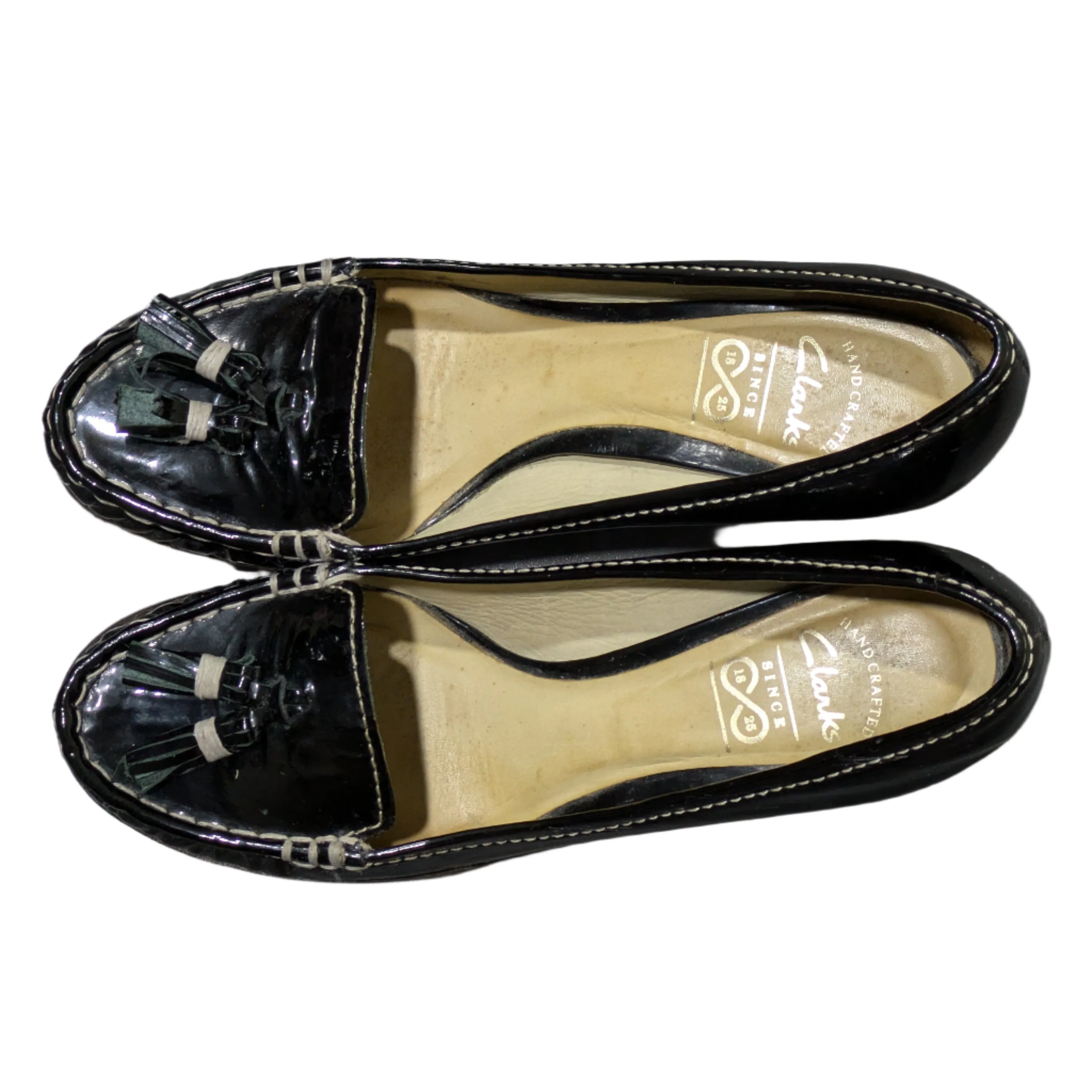 Clarks Iconic Handmade Black Leather Wedge Loafer Pumps Size UK 7 / EU 40 / US 9
