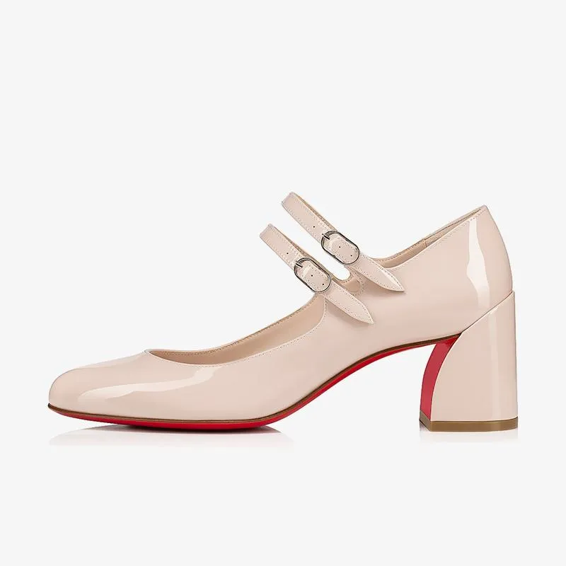 Classic Beige Patent Calfskin Pumps