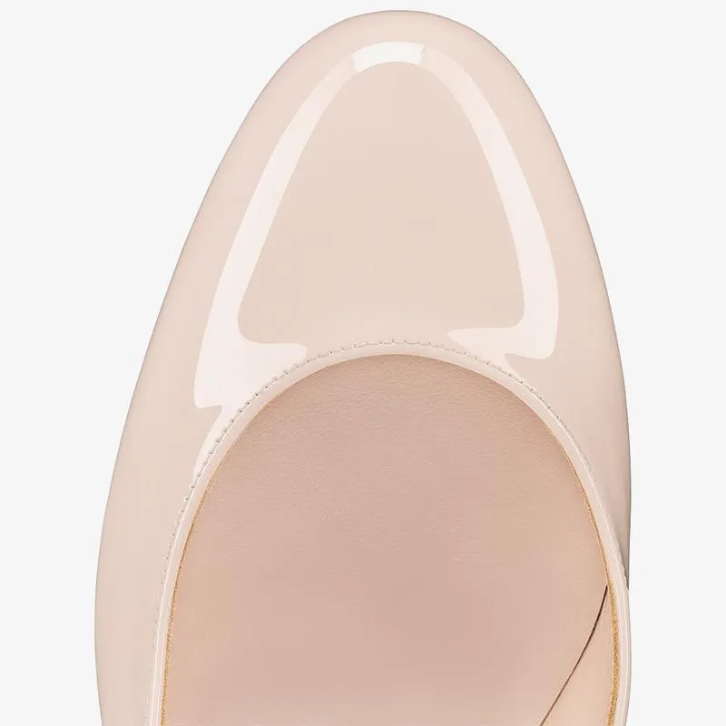 Classic Beige Patent Calfskin Pumps