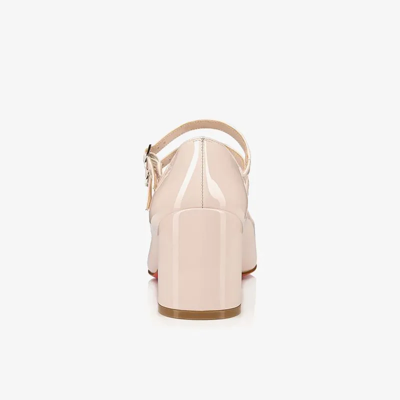 Classic Beige Patent Calfskin Pumps