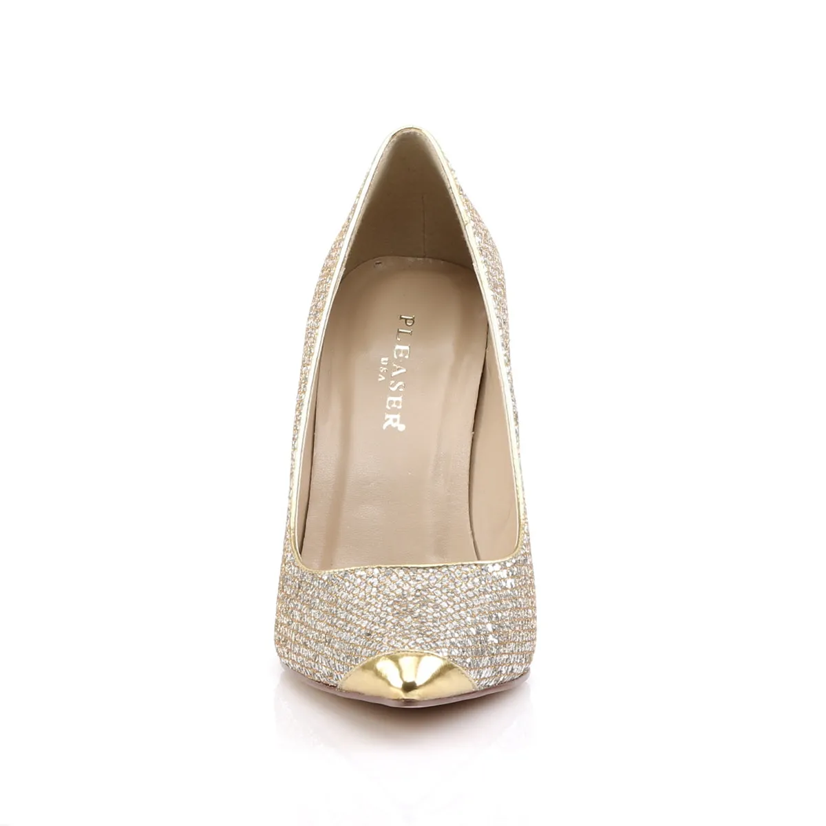 CLASSIQUE-20 Pleasers 4" Heel Gold Glittery Fetish Footwear