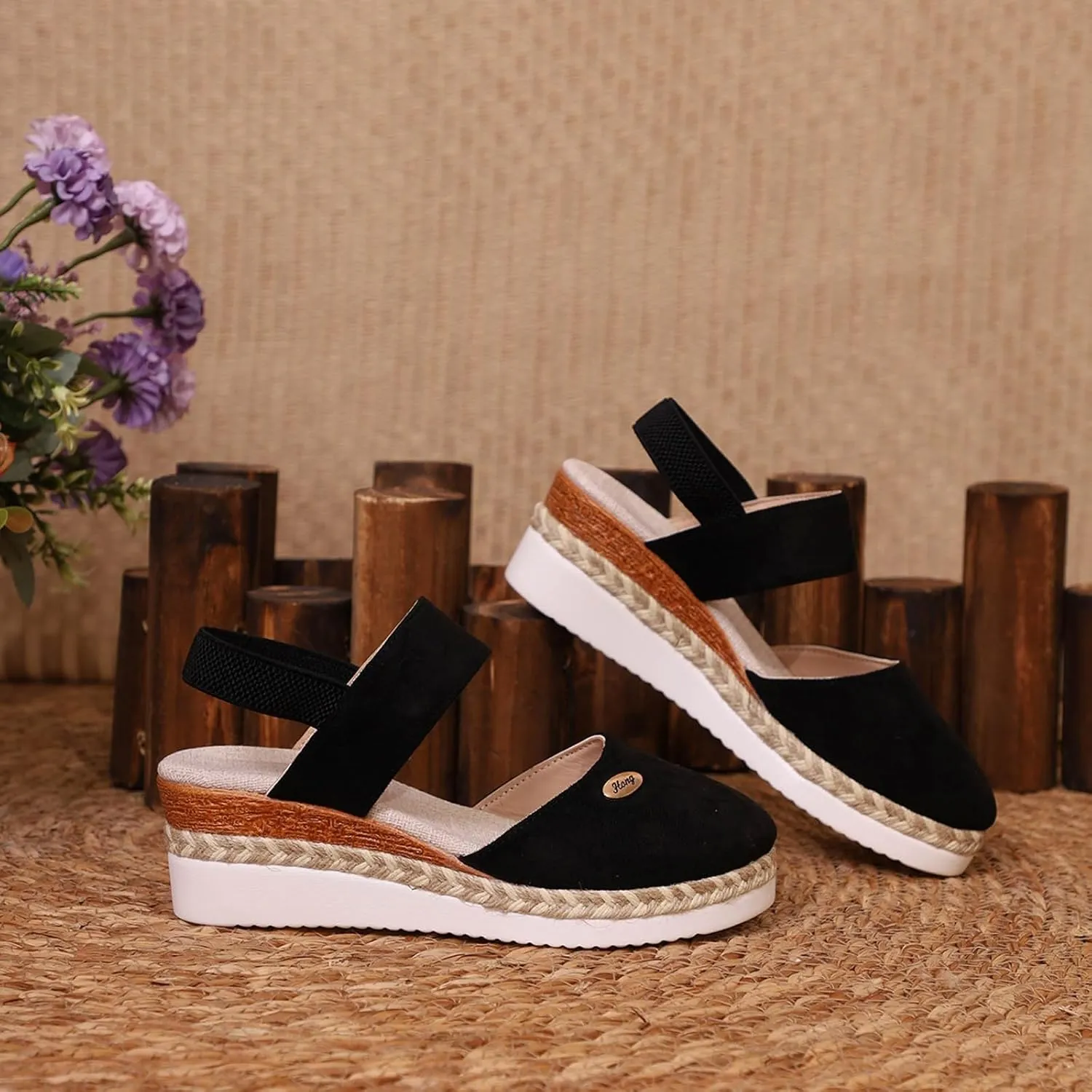 Closed Toe Platform Wedge Sandals for Women 2025 Summer,Women's Espadrilles Dressy Wedges Casual Heels Sandals,Comfortable Anti Slip Shoes with Adjustable Buckle Ankle Strap