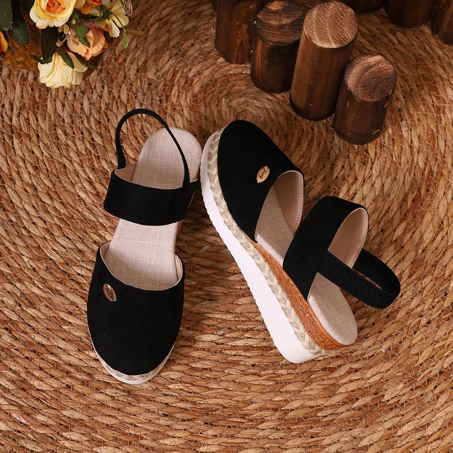 Closed Toe Platform Wedge Sandals for Women 2025 Summer,Women's Espadrilles Dressy Wedges Casual Heels Sandals,Comfortable Anti Slip Shoes with Adjustable Buckle Ankle Strap