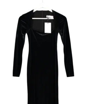 Club L Black Morana Velvet Square Neck Long Sleeve Maxi Dress UK 6