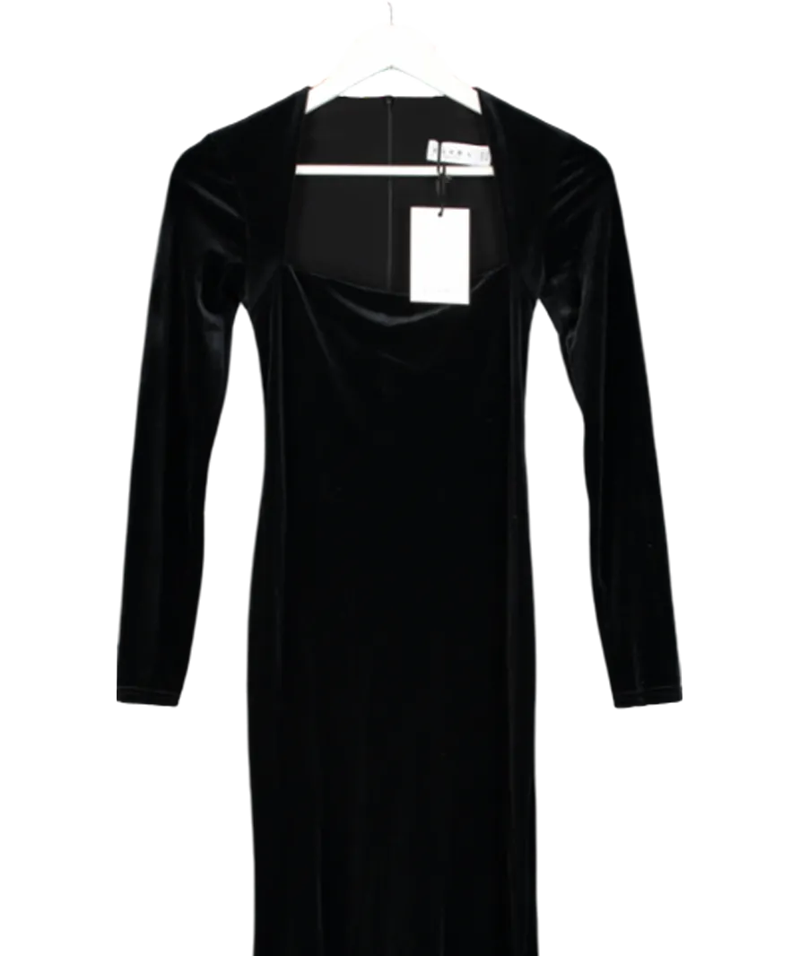 Club L Black Morana Velvet Square Neck Long Sleeve Maxi Dress UK 6