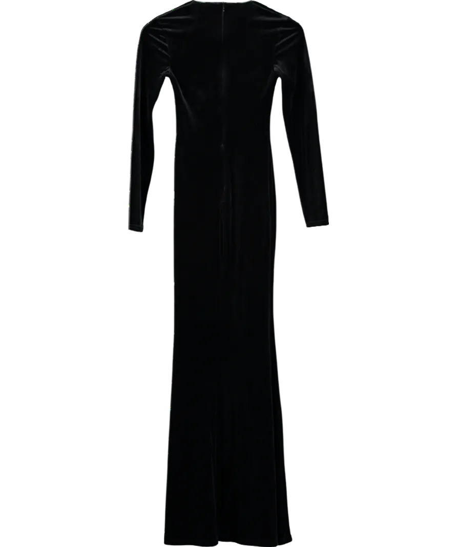 Club L Black Morana Velvet Square Neck Long Sleeve Maxi Dress UK 6