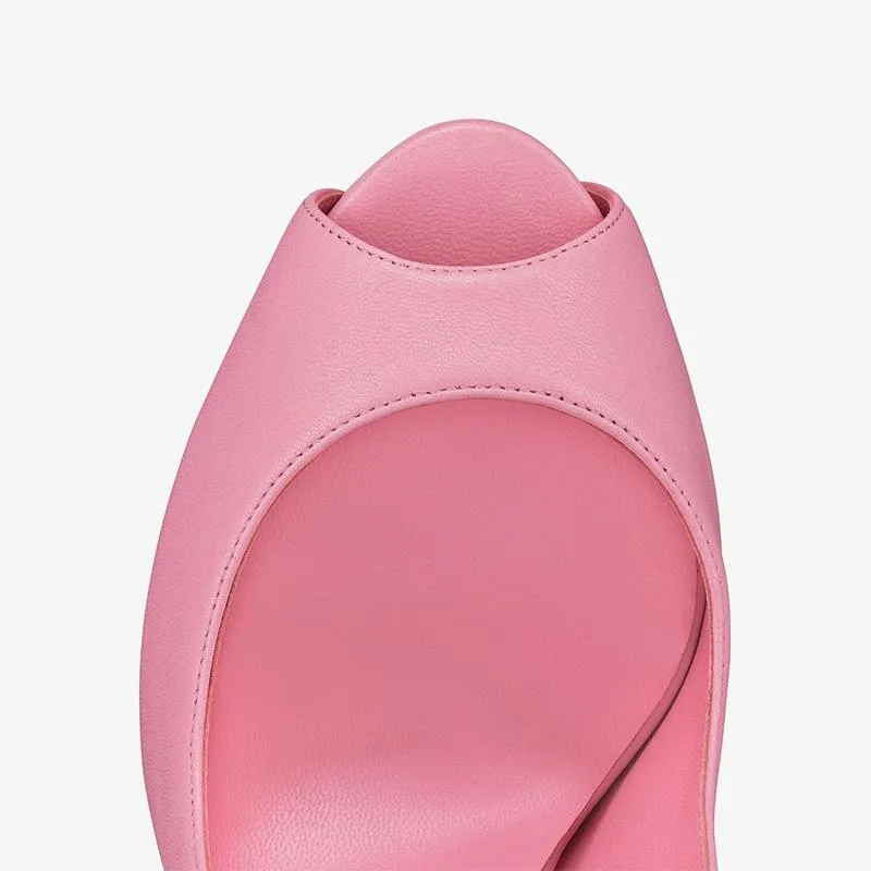 Comfortable Pink Leather Pumps 120mm Heel