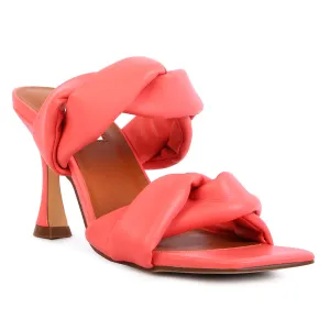 Coral Twisted Strap Spool Heeled Sandals