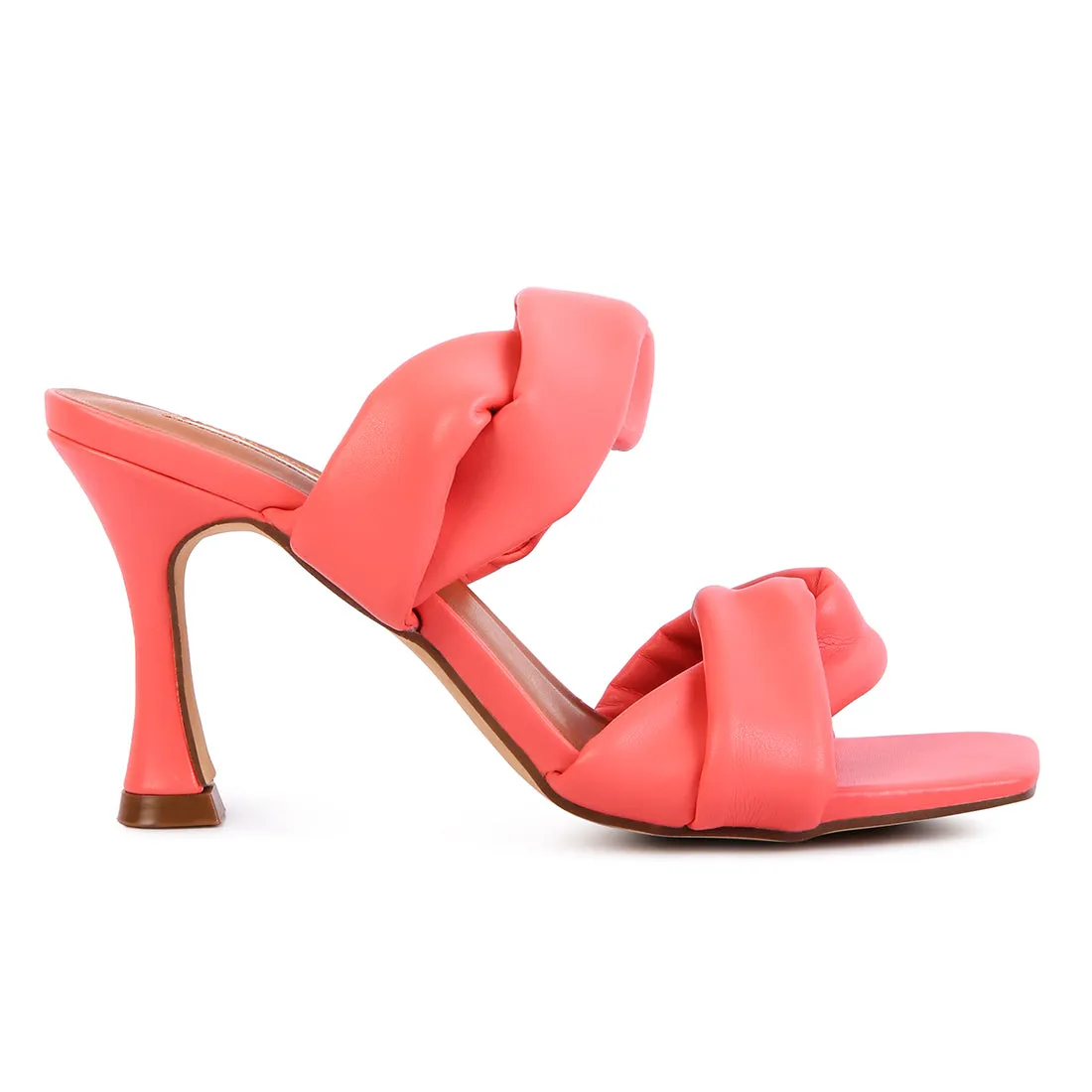 Coral Twisted Strap Spool Heeled Sandals