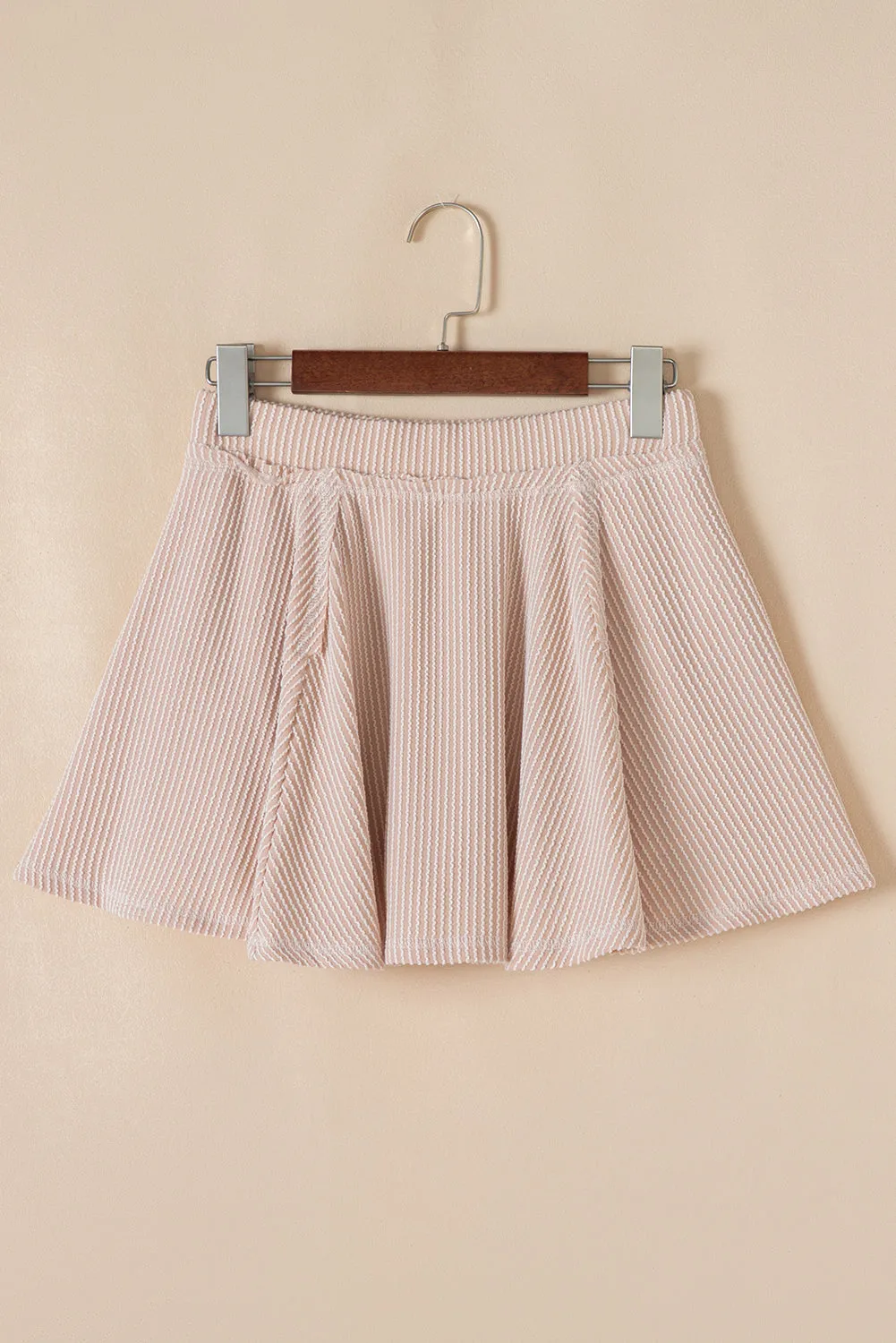Corded Lantern Sleeve Top High Waist Ruffled Mini Skirt Set
