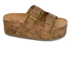 Corkys Wannabe Platform Sandal Washed Cognac