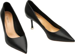 C.Paravano Pointy Heels Wedding Shoes Dressy Low Heel Work Casual Heels Flight Attendant Heels Pointed Toe Pumps for Office Wear and Casual Outfits(Size 10.5,Black)