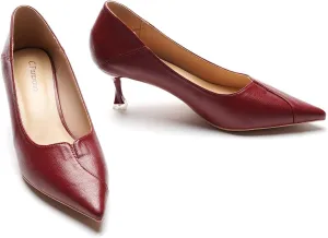 C.Paravano Pointy Kitten Heels Wedding Shoes Dressy Low Heel Work Casual Heels Flight Attendant Heels Mules Heels Women Pump for Office Wear