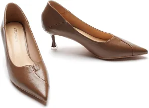 C.Paravano Pointy Kitten Heels Wedding Shoes Dressy Low Heel Work Casual Heels Flight Attendant Heels Mules Heels Women Pump for Office Wear