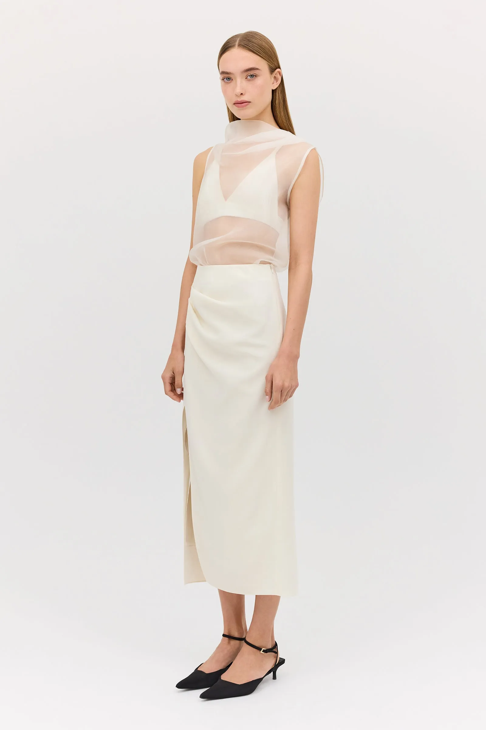 CREAM WOOL CARESS SKIRT