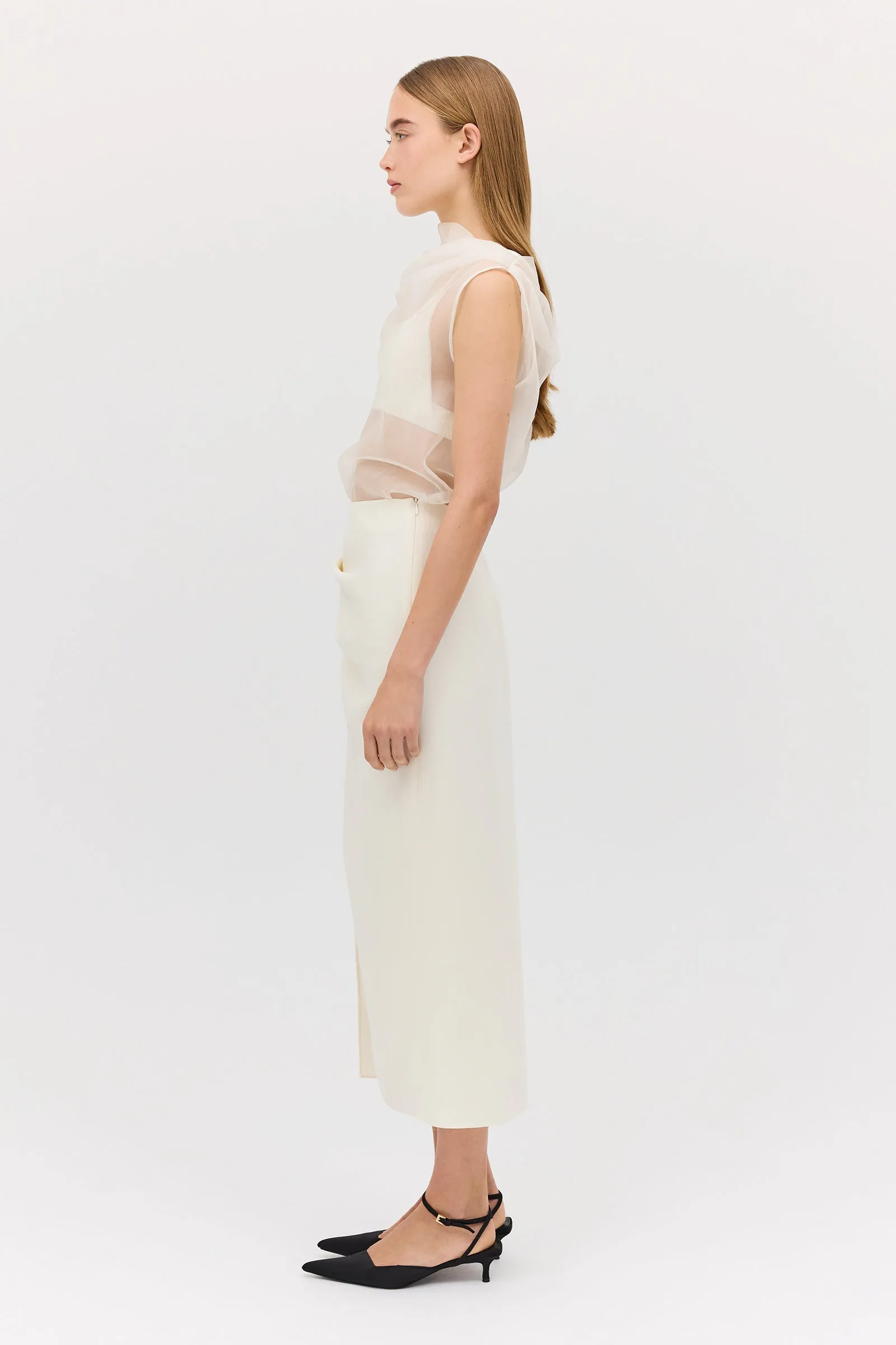 CREAM WOOL CARESS SKIRT