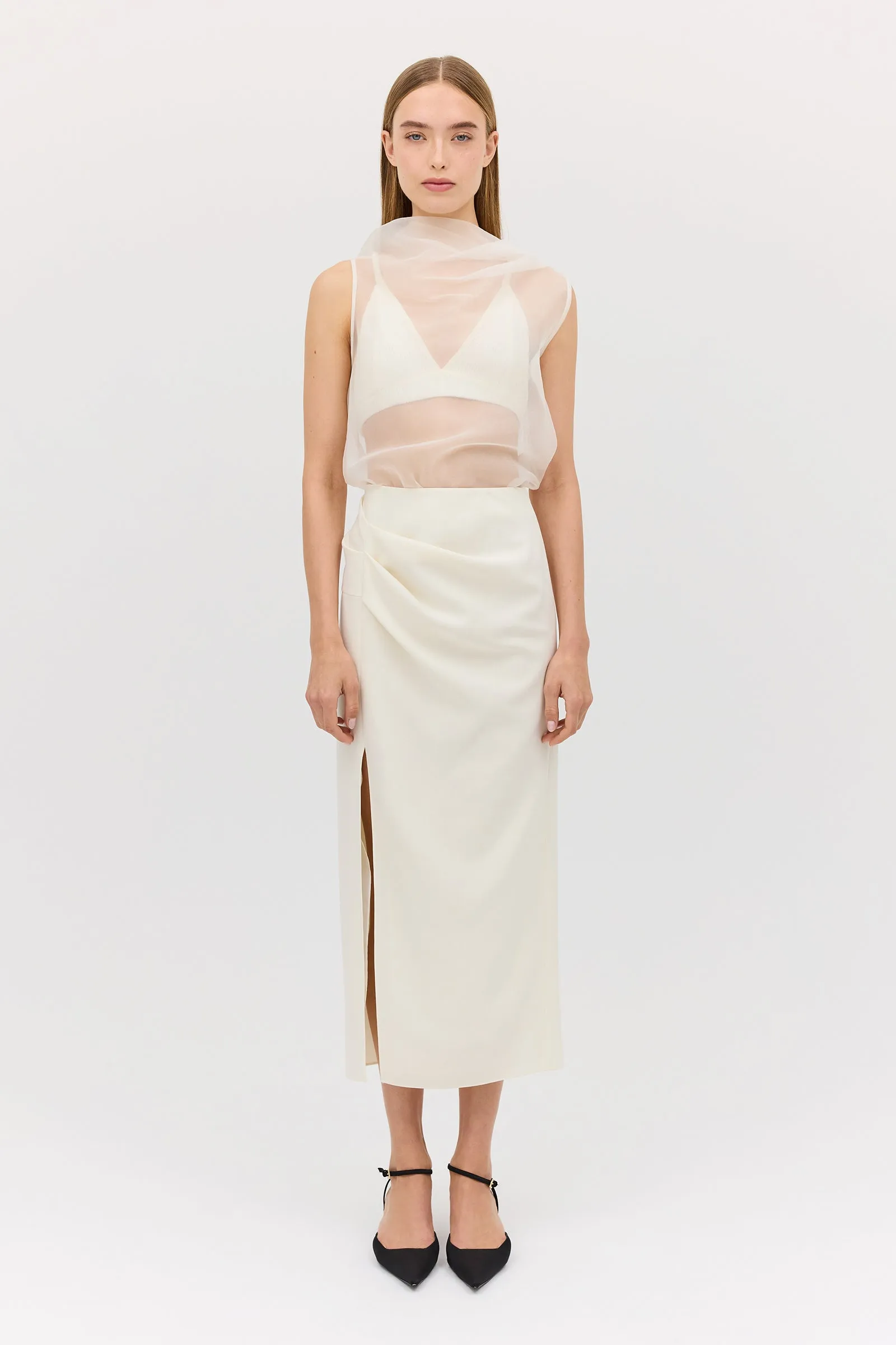 CREAM WOOL CARESS SKIRT