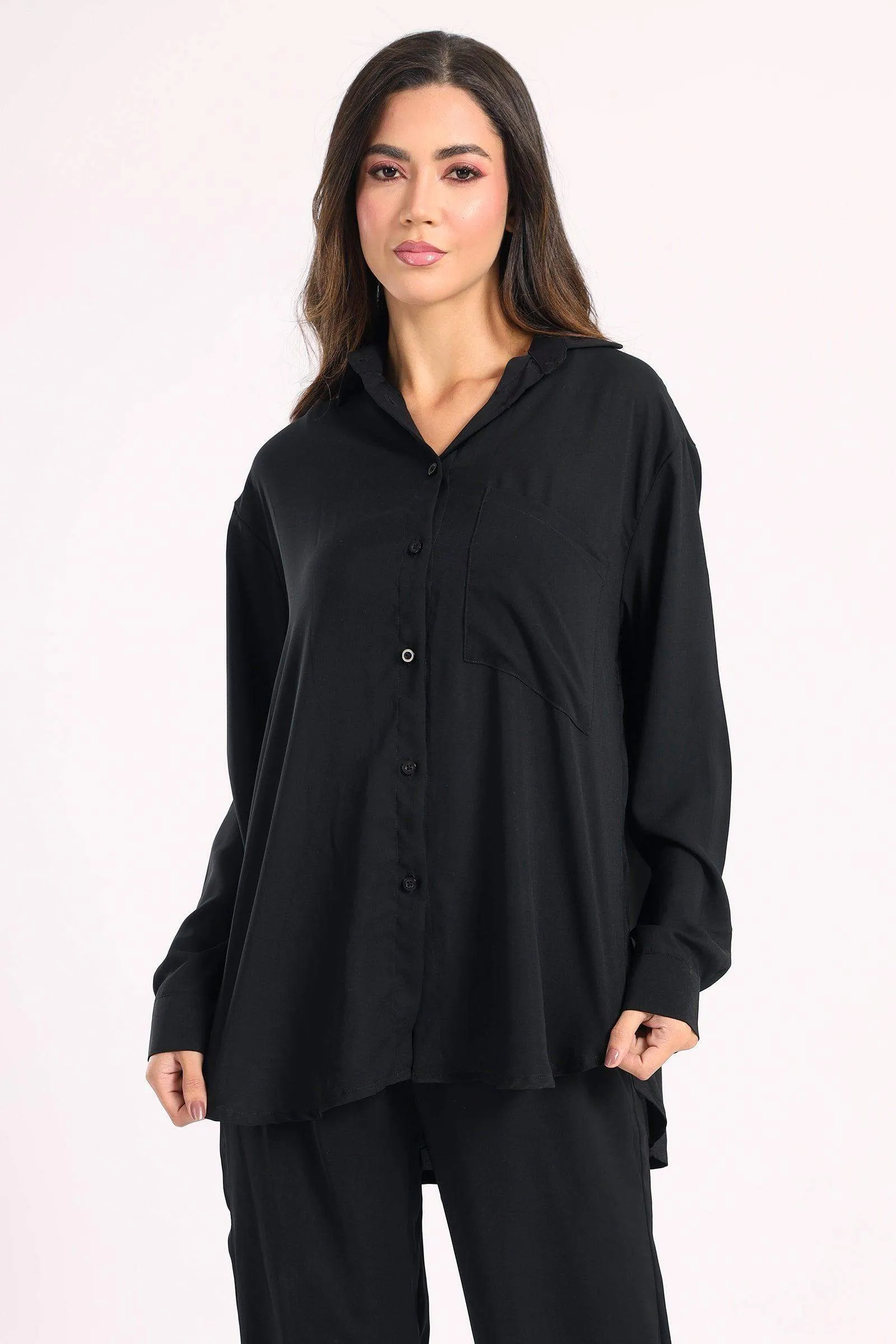 Crepe Shirt with Chest Pocket