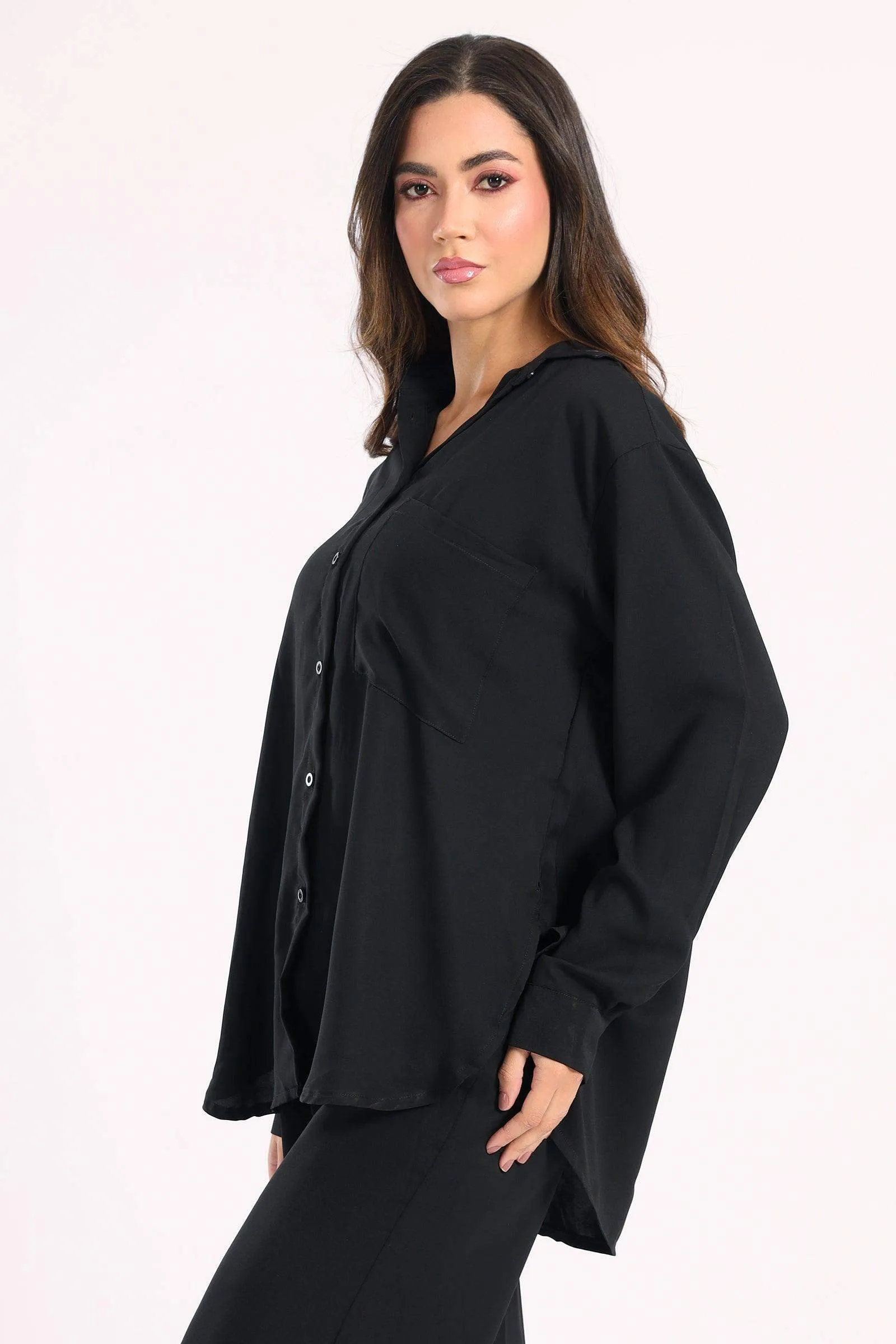 Crepe Shirt with Chest Pocket