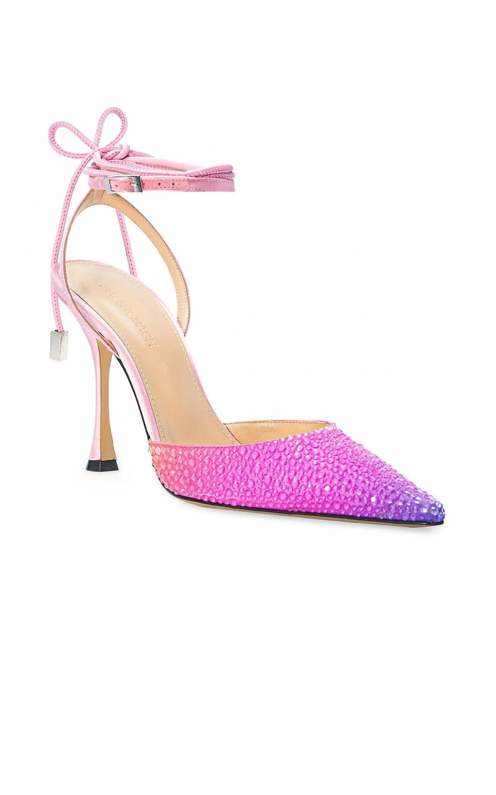 Crystal Embellished Sandals in Ombre Satin