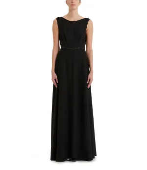 Crystals emebllished black long party dress