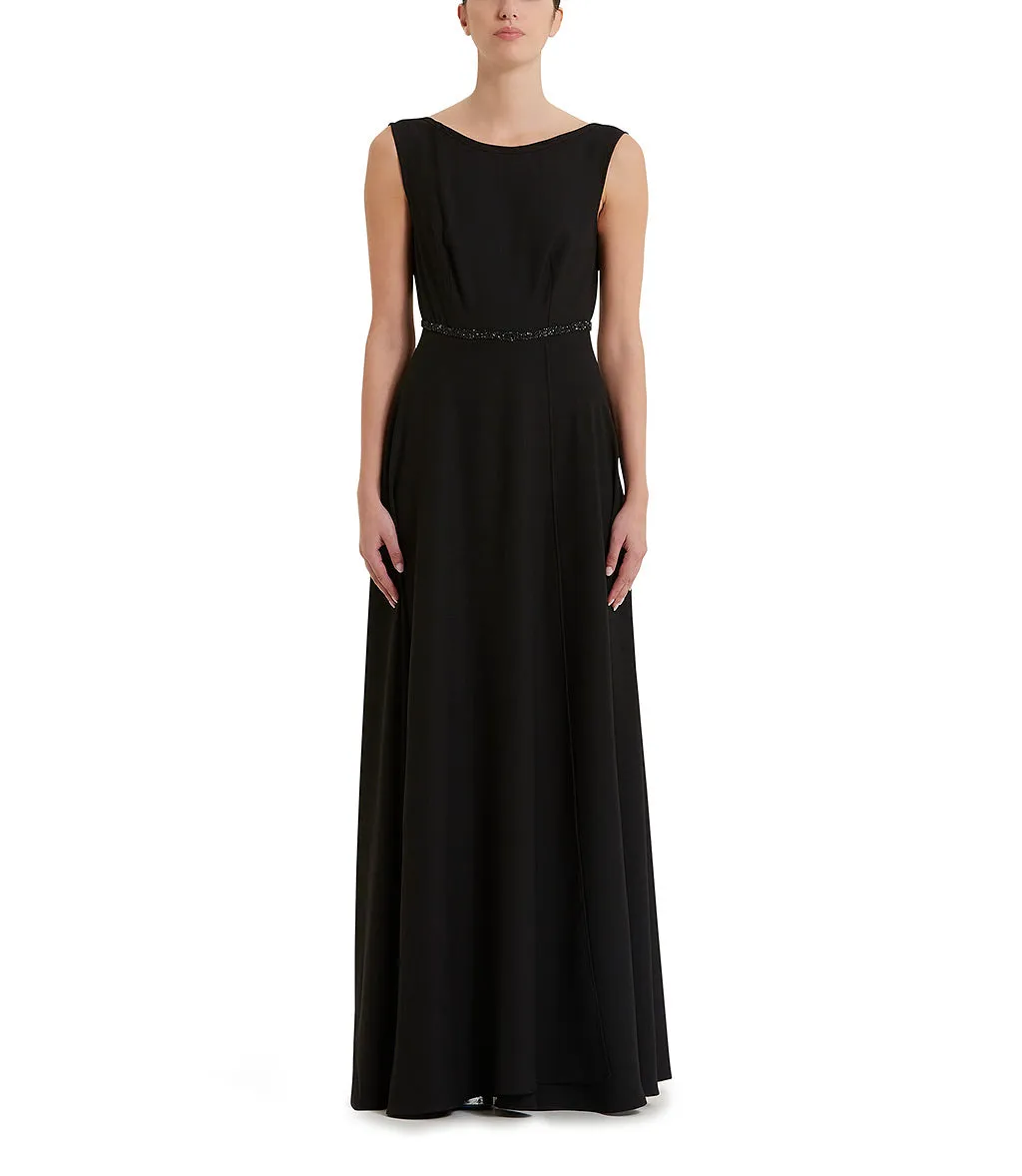 Crystals emebllished black long party dress