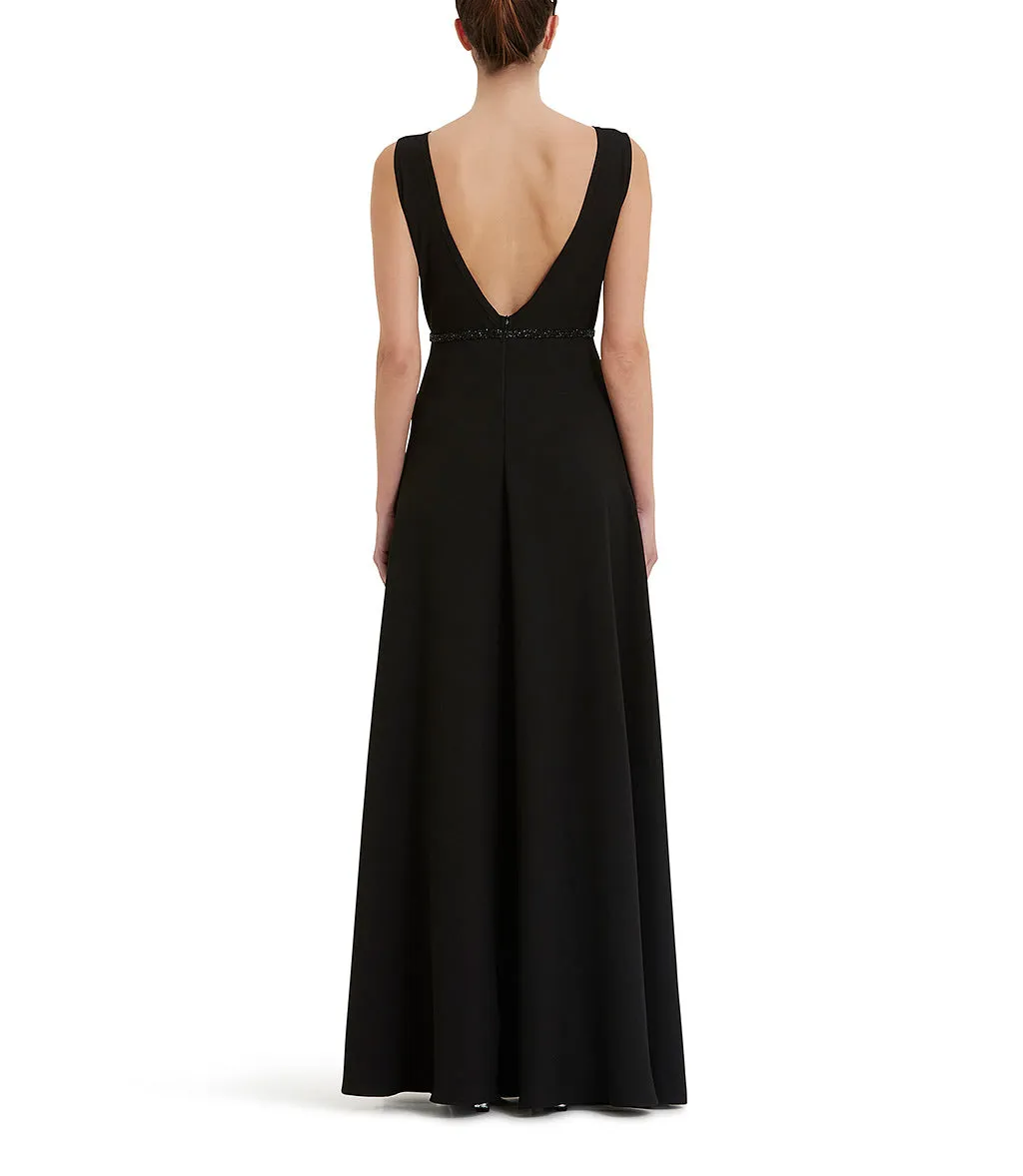 Crystals emebllished black long party dress