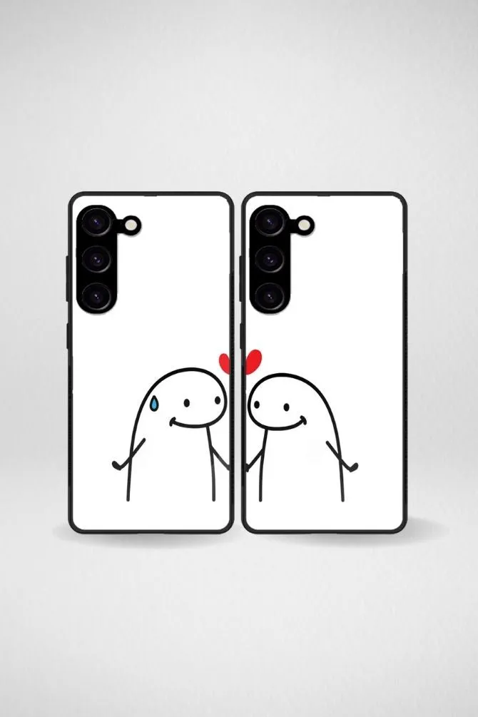 Cute Line Art Couple Customized Glass Mobile Case - iPhone, Samsung & OnePlus
