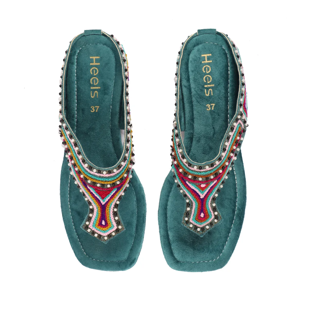 Dark Green Ethnic Chappal 005680