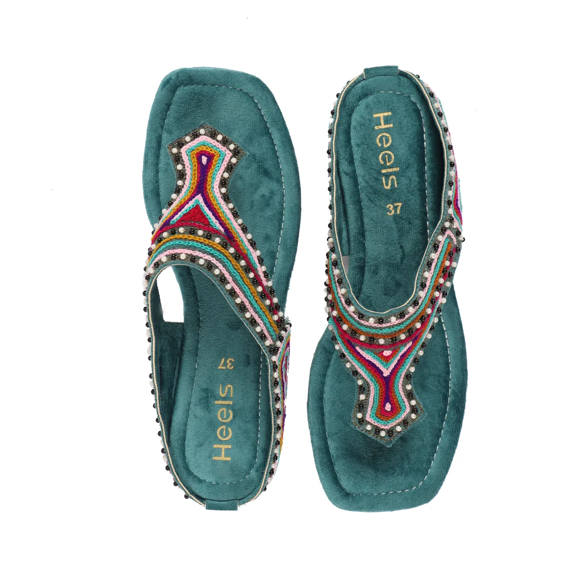 Dark Green Ethnic Chappal 005680